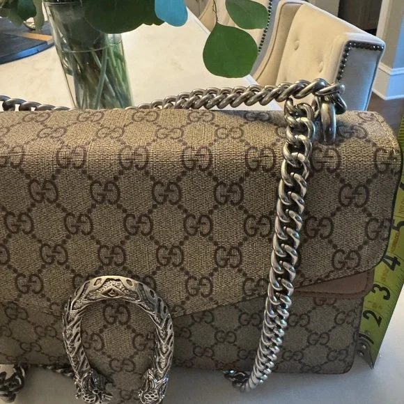 Gucci Beige and Tan Crossbody Bag with Silver Accents - Picture 6 of 7